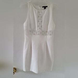 Forever 21 White Bodycon Midi Dress Sleeveless Tank Casual Lace Details Size M